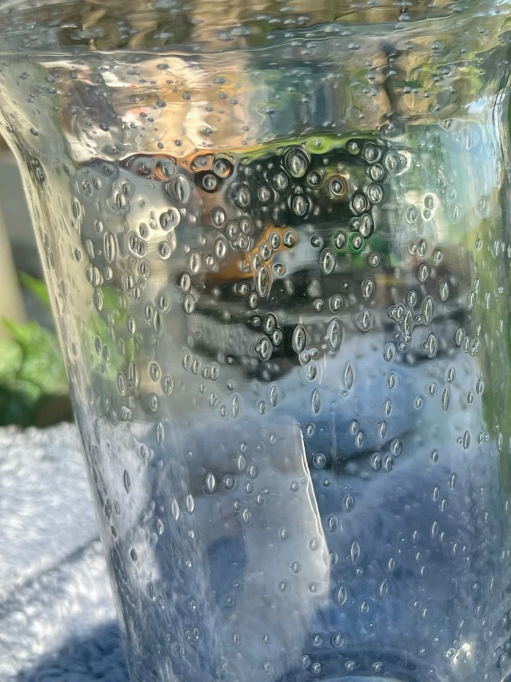 Clear Bubble Glass Hurricane Candle Holder -